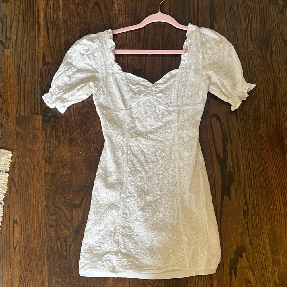 White Puff Sleeve Mini Dress